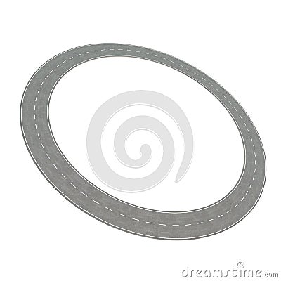 Road circle on white background. 3d illustration Cartoon Illustration