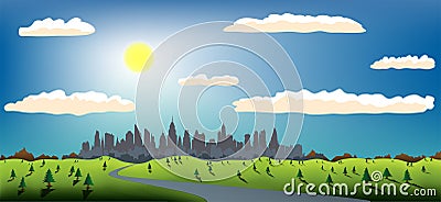 Road in the city Vector Illustration