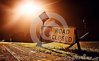 Road closed sign Stock Photo