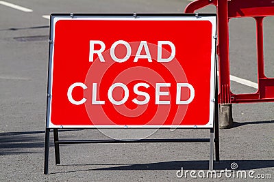 Road closed sign Stock Photo