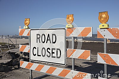 Road Closure Sign Editorial Stock Photo