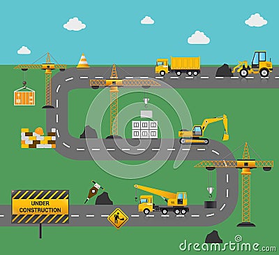 Road Construction Concept Vector Illustration