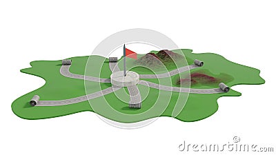 Road construction in province area 3d illustration Stock Photo