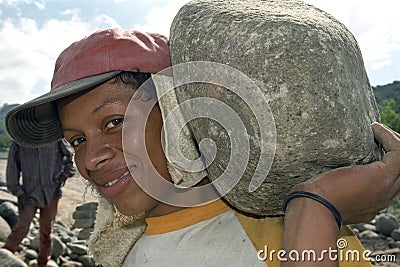 Road construction and road builder in Nicaragua Editorial Stock Photo