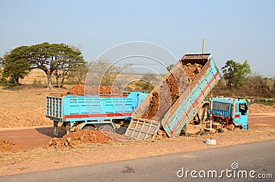 Road contruction in Kampong Thom Cambodia. Editorial Stock Photo
