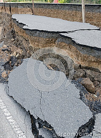 Road cracked Stock Photo