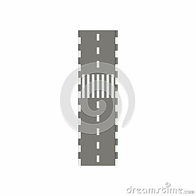 Road with crosswalk icon, cartoon style Vector Illustration