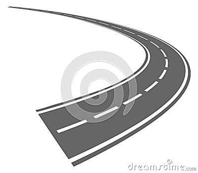 Road curve. Round turn way. Driving path Vector Illustration