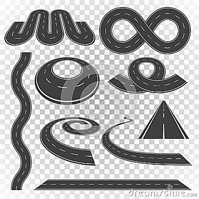 Road curves set 2 Vector Illustration