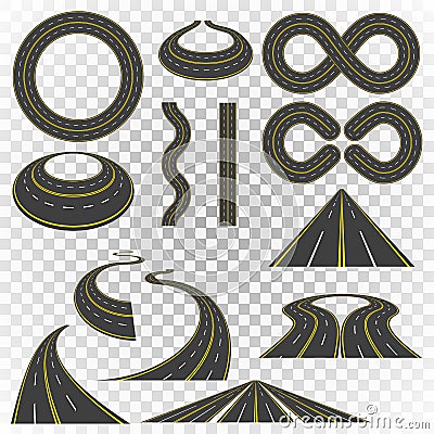 Road curves set Vector Illustration