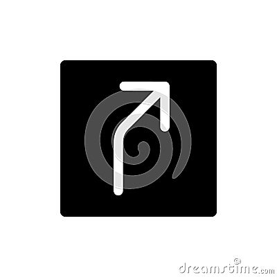 Road curves to right arrow black glyph ui icon Vector Illustration