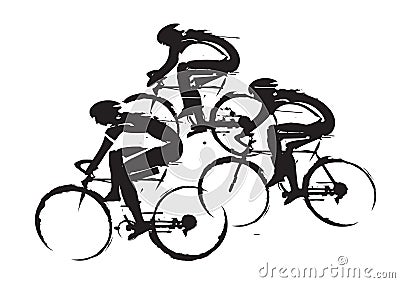 Road cycling racers. Vector Illustration