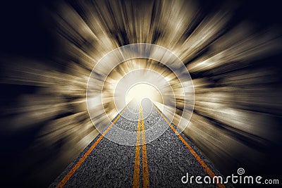 Road from darkness to brightness Stock Photo