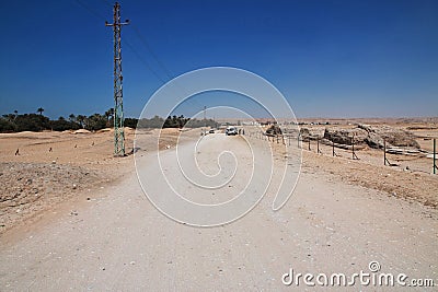 Road in desert Sahara in Amarna, Egypt, Africa Editorial Stock Photo