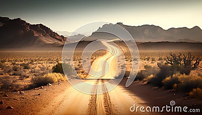 Road in the desert of Wadi Rum, Jordan. Travel and adventure concept. Stock Photo