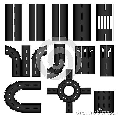 Road element set Vector Illustration