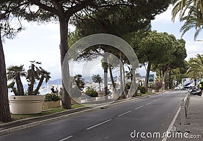 Road facing Cannes croisette Stock Photo