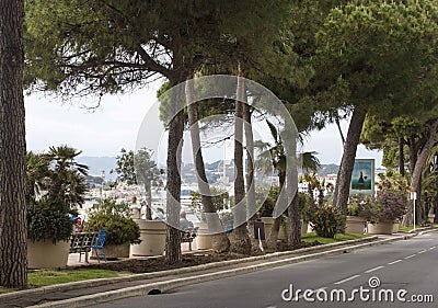 Road facing Cannes croisette Editorial Stock Photo