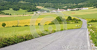 Road between farms that goes to the town of Arteta Stock Photo