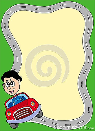 Road frame with crazy driver Vector Illustration