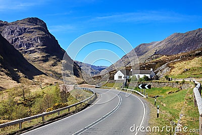 Road through the Scottish Highlands, Glencoe, UK Stock Photo