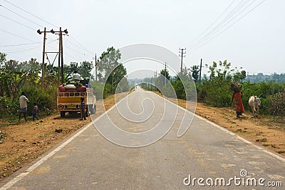 Road going to Rajiv Gandhi National Park in Nagarhole, Karnataka, India Editorial Stock Photo
