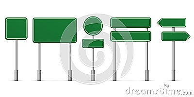 Road green signs vector icons Vector Illustration