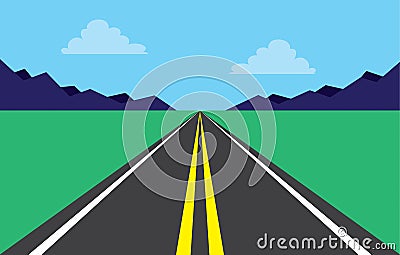 Road Highway Mountains Vector Illustration