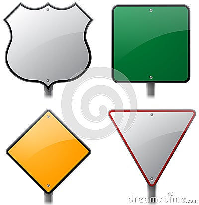 Road and Highway Signs Vector Illustration