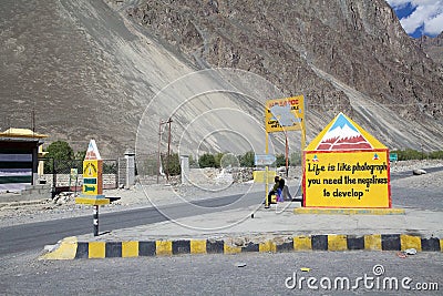 Road in Hunder in Nubra Valley, Ladakh, India Editorial Stock Photo