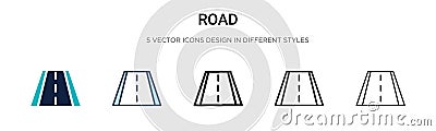 Road icon in filled, thin line, outline and stroke style. Vector illustration of two colored and black road vector icons designs Vector Illustration