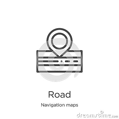 road icon vector from navigation maps collection. Thin line road outline icon vector illustration. Outline, thin line road icon Vector Illustration