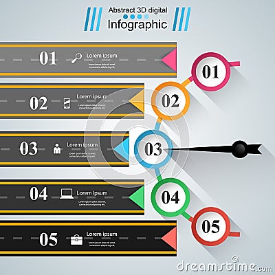 Road infographic design template and marketing icons. Vector Illustration