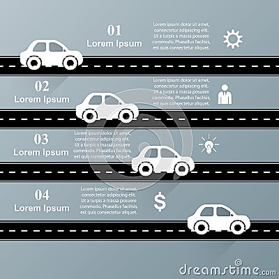 Road infographic design template and marketing icons. Vector Illustration