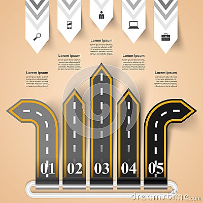 Road infographic design template and marketing icons. Vector Illustration