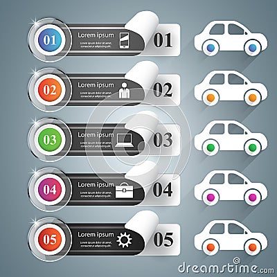 Road infographic design template and marketing icons. Car icon. Vector Illustration