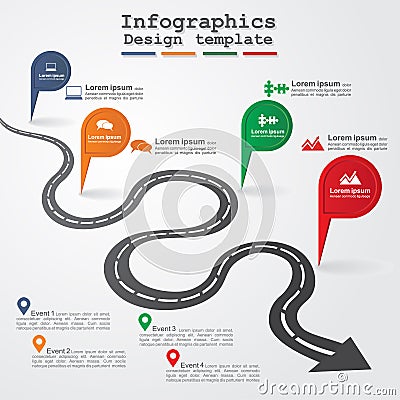 Road infographic layout. Vector illustration. Vector Illustration