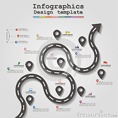 Road infographic timeline element layout. Vector Vector Illustration