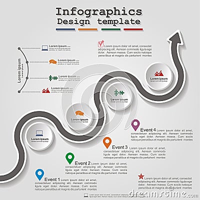 Road infographic timeline element layout. Vector Vector Illustration