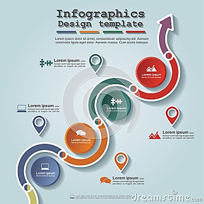 Road infographic timeline element layout. Vector Vector Illustration