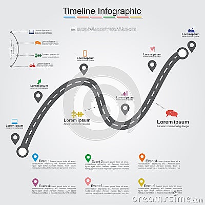 Road infographic timeline element layout. Vector Vector Illustration
