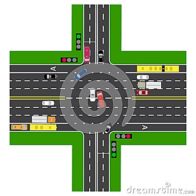 Road infographics. Most of the highway intersection with the road. Vector Illustration