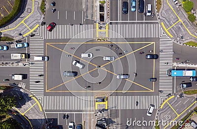 Road intersection with crowded vehicles Editorial Stock Photo