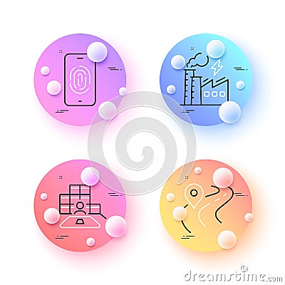 Road, Inventory and Fingerprint minimal line icons. For web application, printing. Vector Vector Illustration