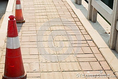 Road isolation piles Stock Photo