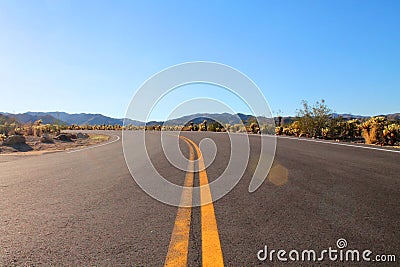 Road in Joshua Tree National Park in the Mojave Desert of California Stock Photo