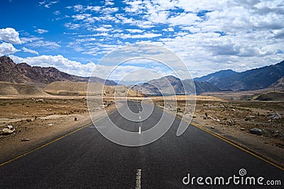 Straight Road in Ladakh India Stock Photo