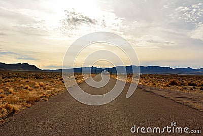 Road leading to the back gate of top secret Area 51 military base Stock Photo