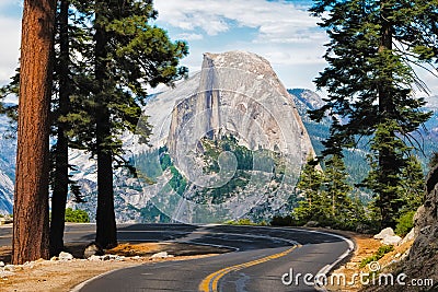 The road leading to Glacier Point in Yosemite National Park, Cal Stock Photo