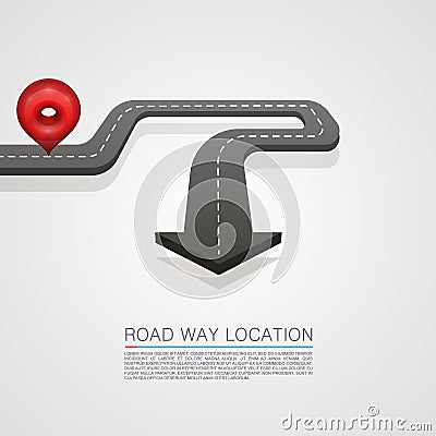 Road location arrow on the white background. Vector Illustration
